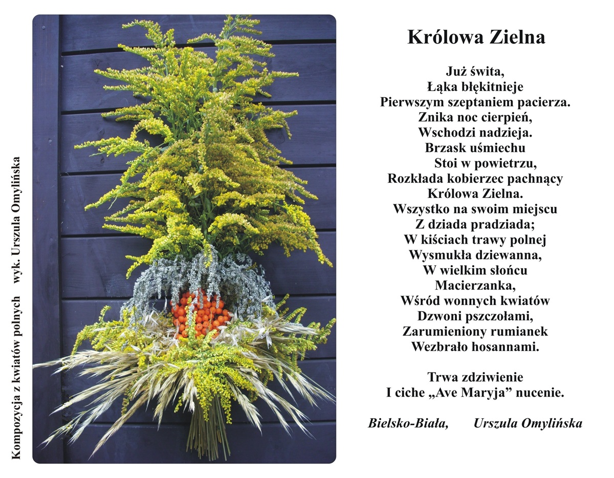 Kompozycja z wierszem Królowa Zielna